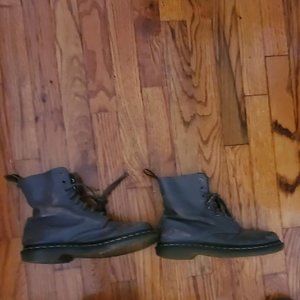 Grey size 8 women's doc martens lace up boots, well loved